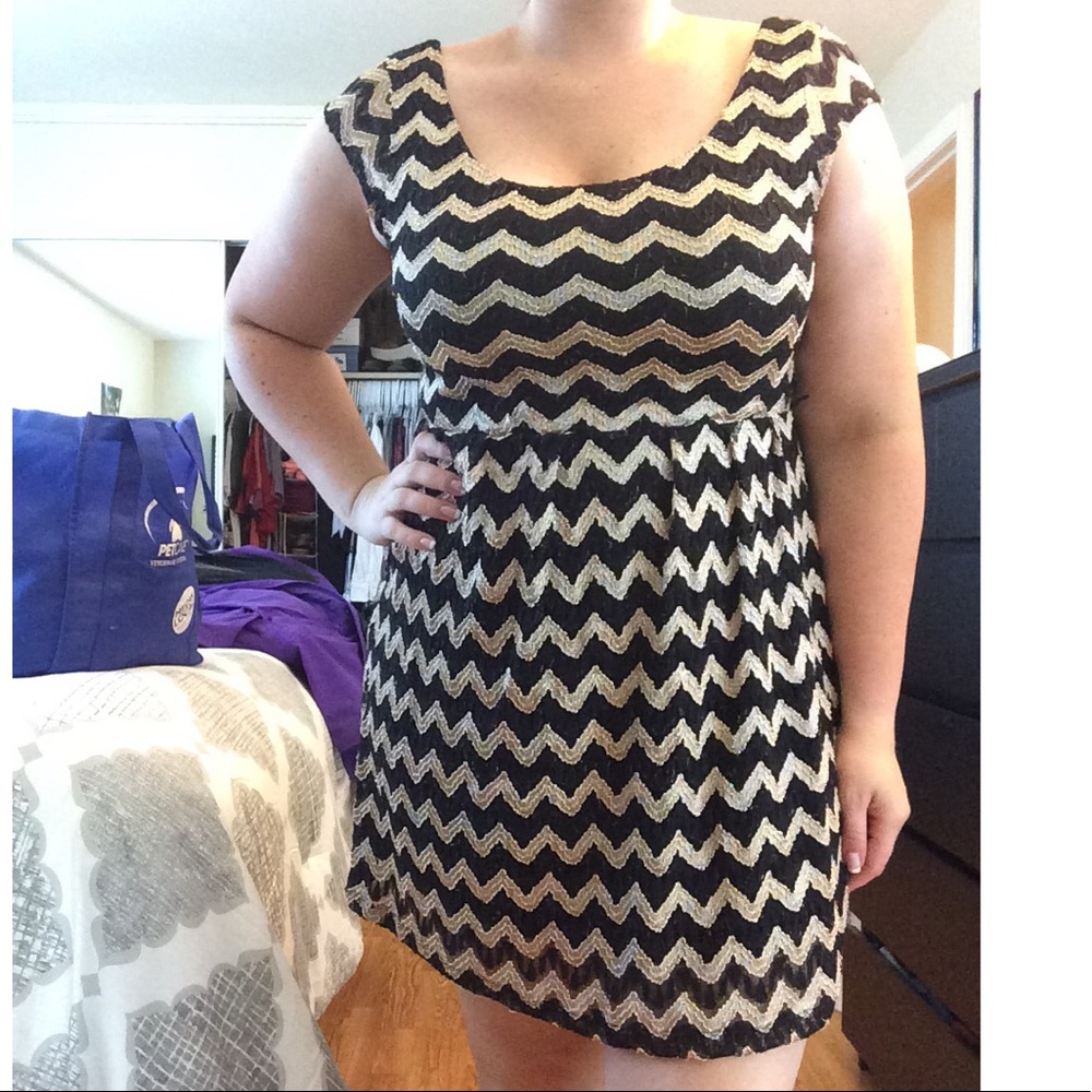 Black and gold chevron dress